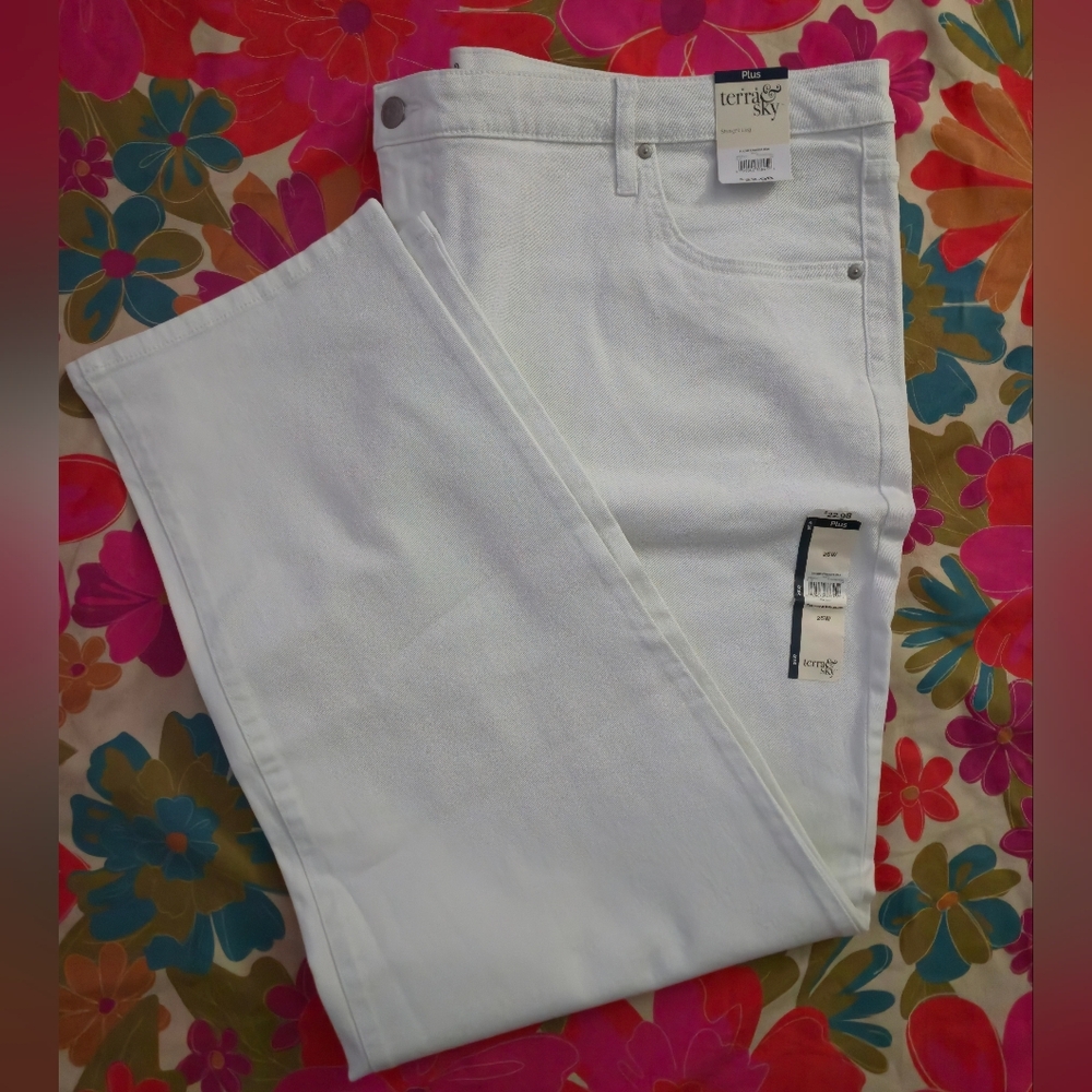 Terra & Sky Bright White Denim Pants
